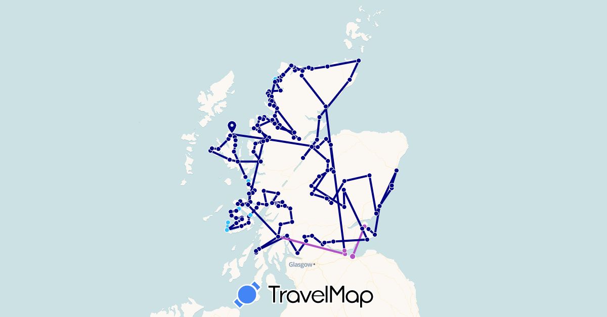 TravelMap itinerary: driving, train, boat in United Kingdom (Europe)